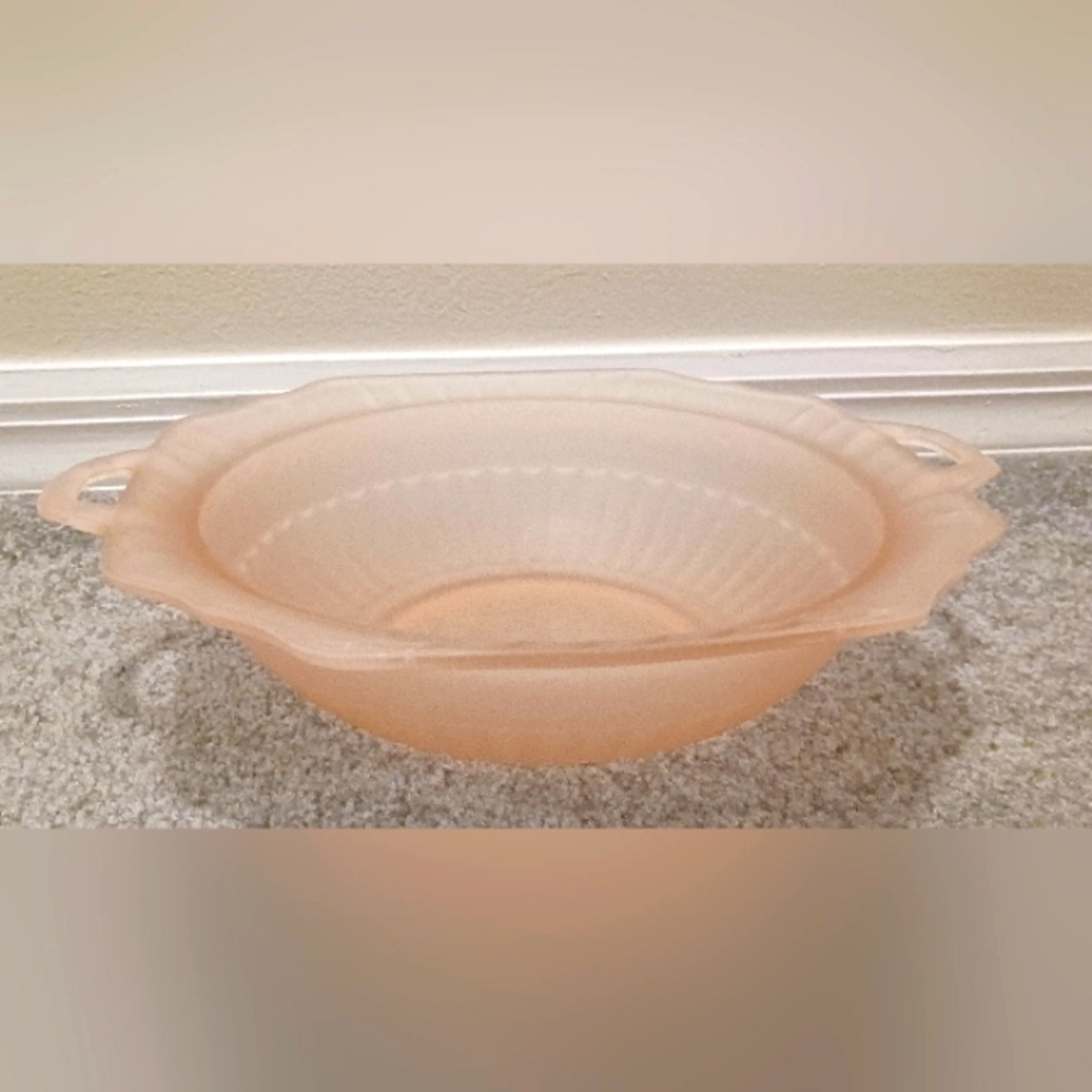 Vintage Pink Frosted Satin Depression Glass Bowl
